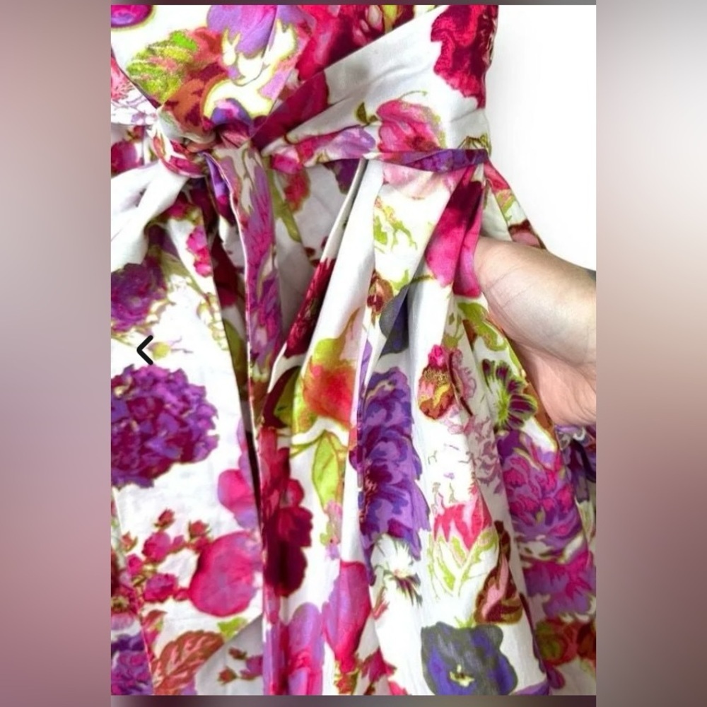 Eliza J Retro 50s Floral Shirt Dress Pink Purple Cotton Midi Size 6 - Picture 3 of 7